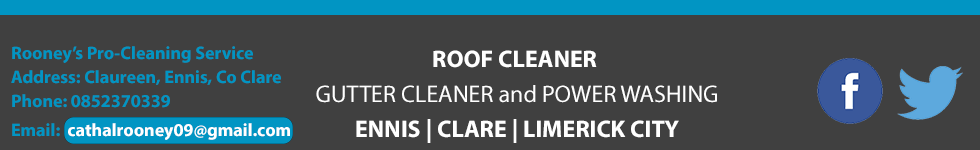Gutter Cleaning Service in Ennis, Clare and Limerick City. Call us today on 0852370339